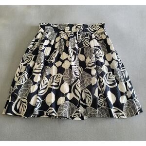 BANANA REPUBLIC Womens/Jrs Black & White Floral Print Skirt w/Elastic Waist-Sz 2